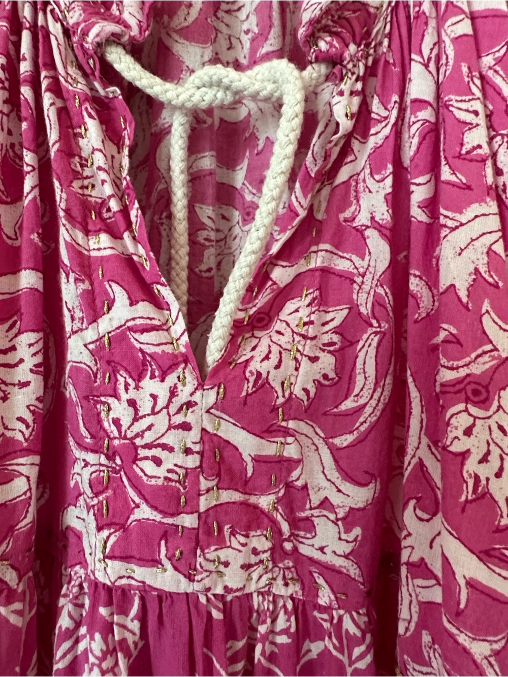 Ros Garden Hot Pink Floral Tie-Neck Mini Dress - Picture 11 of 11